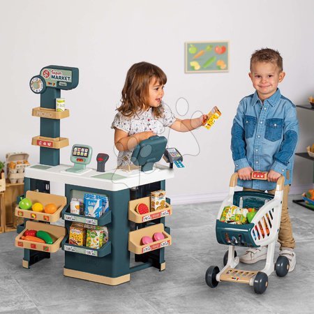 Hry na profesie - Set obchod elektronický s váhou a skenerom Super Market a taburetka Kid Furniture Smoby_1