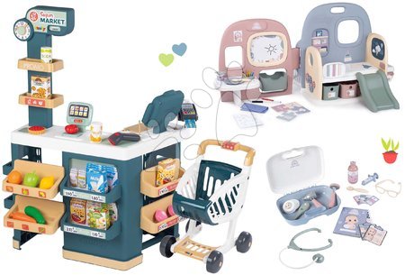 Trgovine kompleti - Komplet elektronska trgovina s tehtnico in skenerjem Super Market in hišica za dojenčka Smoby