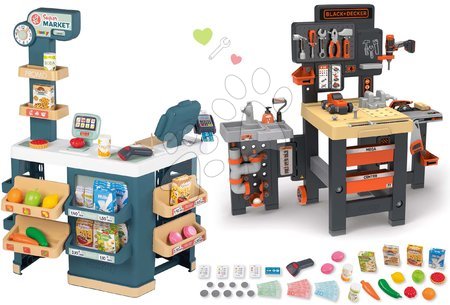 Role Play - Set magazin electronic cu cântar și scaner Super Market și atelier de lucru Smoby