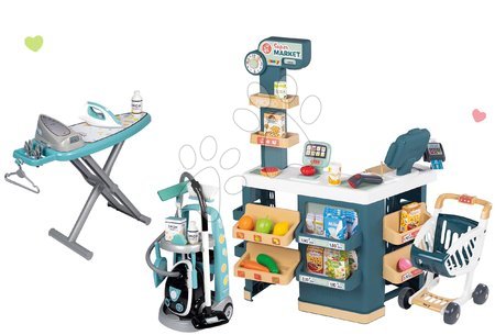 Jucării de rol - Set magazin electronic cu cântar și scaner Super Market și cărucior de curățenie Smoby
