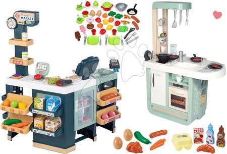 Trgovine kompleti - Komplet elektronska trgovina z mešanim blagom s hladilnikom Maxi Market in kuhinja Cherry Smoby