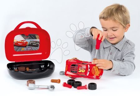 Pracovní dětská dílna - Kufřík s nářadím a skládacím autíčkem Auta 3 Smoby - 3