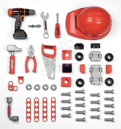Kinderwerkstatt und Werkzeuge - Arbeitsköfferchen mit einer mechanischen  Bohrmaschine Black+Decker Toolbox Smoby_1