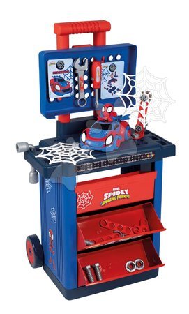 Banchetto da lavoro e attrezzi per bambini - Banco da lavoro su ruote Spidey Diy Trolley Marvel Smoby