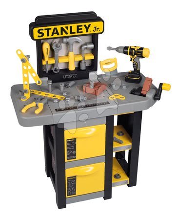 Warsztaty i narzędzia dla dzieci  - Stół warsztatowy Stanley Open Bricolo Workbench Smoby składany z 37 akcesoriami