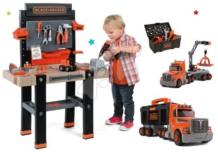 Detská dielňa a nástroje - Detská elektronická pracovná dielňa Black+Decker s 95 doplnkami Smoby