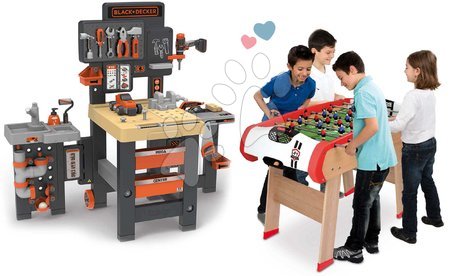 Novinka - Set pracovný stôl trojkrídlový Black&Decker Mega Center a futbalový stôl Smoby