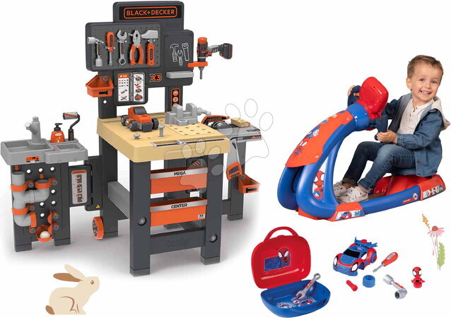 De 3 à 6 ans - Ensemble bureau à trois volets et simulateur Spidey Black&Decker Mega Center Smoby