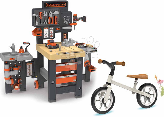 De 3 à 6 ans - Ensemble bureau à trois volets et draisienne d'équilibre Black & Decker Mega Center Smoby