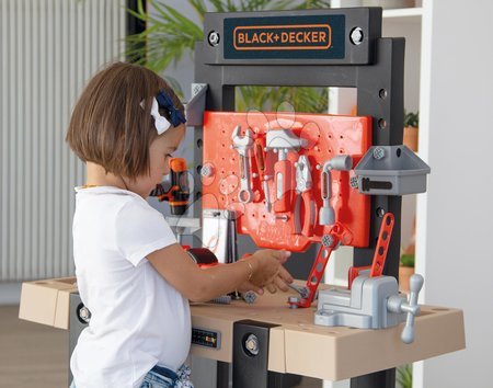 Játék szerelőasztalok - Barkácsműhely mechanikus fúrógéppel Black&Decker Bricolo Center Workbench Smoby_1