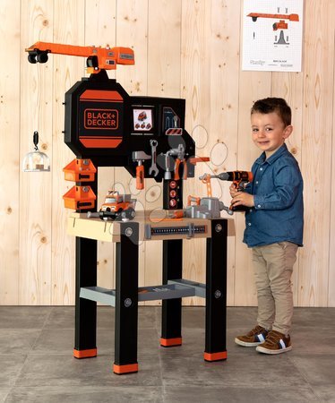 Dětská dílna sety - Set pracovní stůl s funkčním jeřábem Black&Decker Bricolo Builder a lékařský vozík Smoby_1