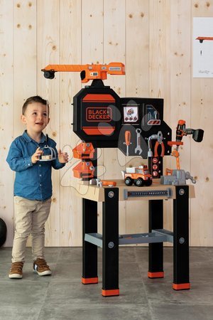 Kinderwerkstatt - Arbeitstisch mit funktionsfähigem Kran Black&Decker Bricolo Builder Smoby_1