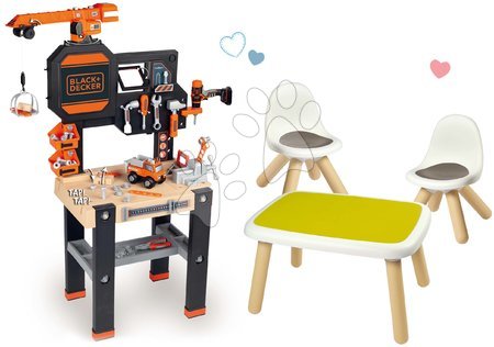 Black & Decker - Set pracovní stůl s funkčním jeřábem Black&Decker Bricolo Builder a stůl KidTable Smoby