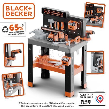Werkbank und Werkzeuge für Kinder vom Hersteller Smoby - Werkbank mit zerlegbarem Auto Bricolo Pro Workbench Black&Decker Smoby_1