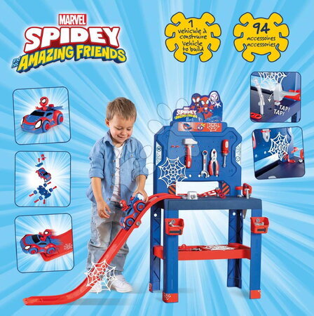Dziecięcy warsztat roboczy - Warsztat roboczy z samochodzikiem Spidey Bricolo Workbench Marvel Smoby - 2