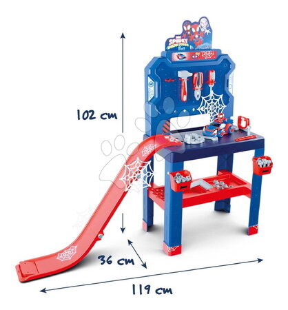 Dziecięcy warsztat roboczy - Warsztat roboczy z samochodzikiem Spidey Bricolo Workbench Marvel Smoby - 6