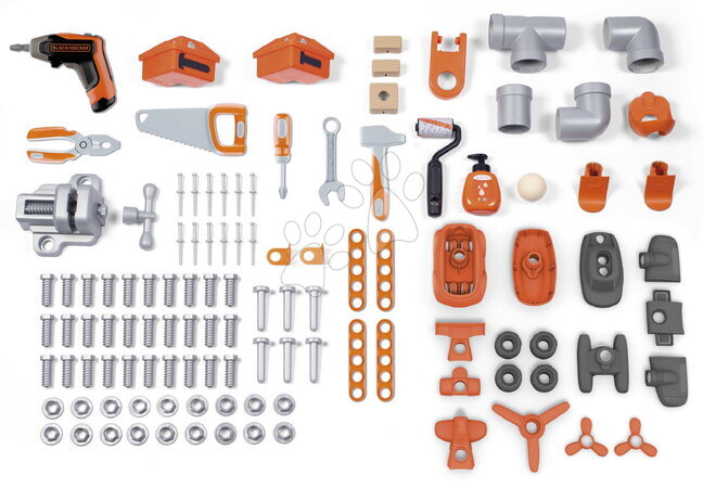 Werkbank und Werkzeuge für Kinder - Dreiteiliger Arbeitstisch auf Rollen Black&Decker Mega Center Smoby_1