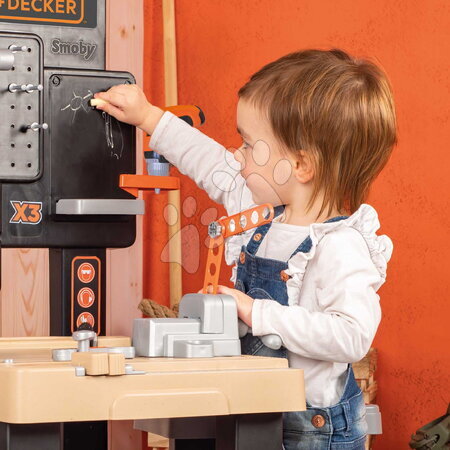 Pracovná detská dielňa - Pracovný stôl trojkrídlový na kolieskach Black&Decker Mega Center Smoby - 4
