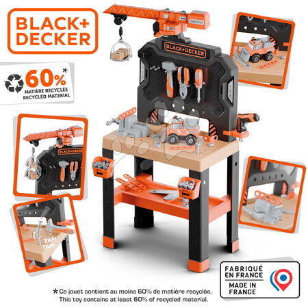 Taller infantil con herramientas  - Taller de trabajo con la grúa mecánica Bricolo Builder Black&Decker Smoby