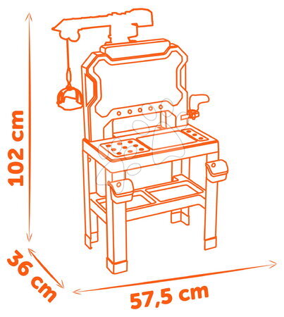 Pracovní dětská dílna - Pracovní dílna s mechanickým jeřábem Bricolo Builder Black&Decker Smoby - 6