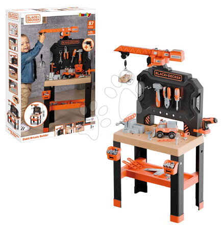 Pracovní dětská dílna - Pracovní dílna s mechanickým jeřábem Bricolo Builder Black&Decker Smoby - 4