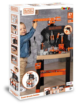 Pracovní dětská dílna - Pracovní dílna s mechanickým jeřábem Bricolo Builder Black&Decker Smoby - 7
