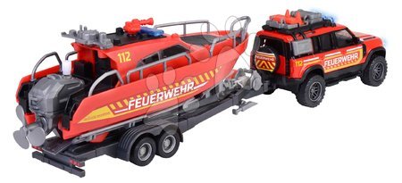 Avtomobilčki - Avtomobilček gasilski s prikolico in čolnom Land Rover Fire Rescue Majorette_1