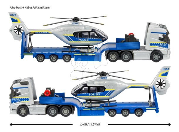 Lastwagen - LKW mit Polizeihubschrauber Volvo Truck Airbus Majorette - 2