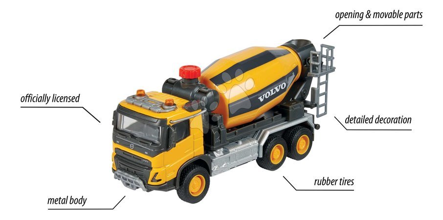 Baumaschinen - Spielzeug-Baustellenfahrzeug mit Betonmischer – Volvo Truck Cement Mixer Majorette - 3