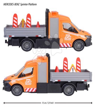 Baumaschinen - Ein Spielzeugauto mit Ladeplattform Mercedes-Benz Sprinter Platform Majorette - 2