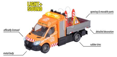 Baumaschinen - Ein Spielzeugauto mit Ladeplattform Mercedes-Benz Sprinter Platform Majorette - 3