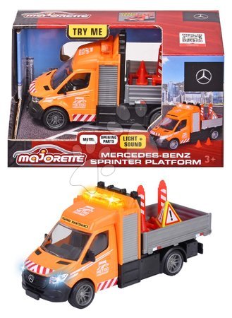 Baumaschinen - Ein Spielzeugauto mit Ladeplattform Mercedes-Benz Sprinter Platform Majorette - 4