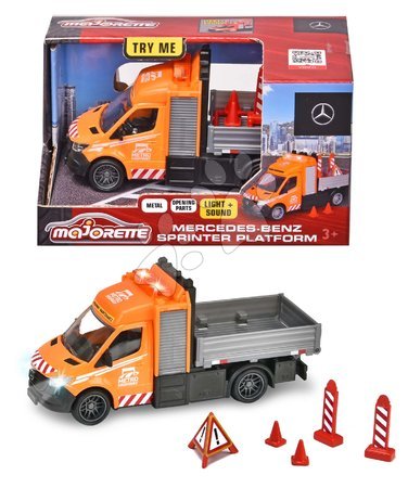 Baumaschinen - Ein Spielzeugauto mit Ladeplattform Mercedes-Benz Sprinter Platform Majorette - 5