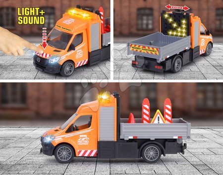Baumaschinen - Ein Spielzeugauto mit Ladeplattform Mercedes-Benz Sprinter Platform Majorette - 7