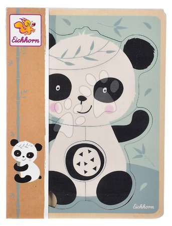 Drevené didaktické hračky - Drevené vkladacie puzzle Panda Eichhorn