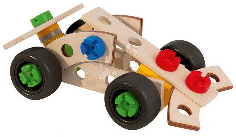 Fa építőjátékok Eichhorn - Fa építőjáték három versenyautó Constructor Racer Eichhorn