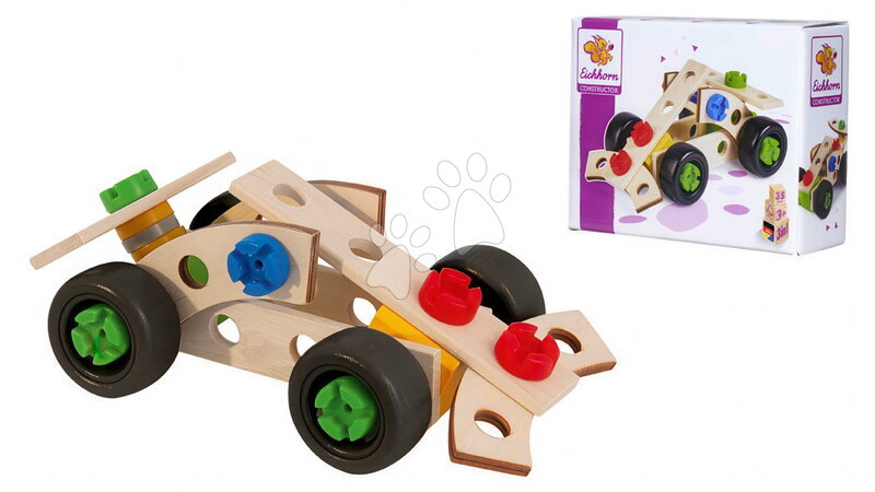 Fa építőjátékok Eichhorn - Fa építőjáték három versenyautó Constructor Racer Eichhorn_1