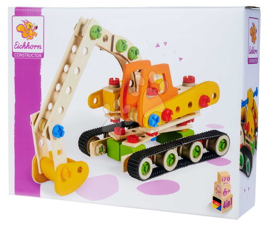 Juegos de construcción de madera Eichhorn - Juego de construcción de madera grúa sobre orugas Constructor Crawler Excavator de Eichhorn - 6