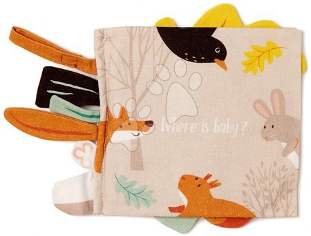 Hračky pro nejmenší - Textilní knížka Where Is Baby Activity Book ThreadBear zvířátka v lese 100% jemná bavlna od 0 měs.