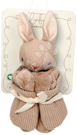 Kiságy játékok  - Nyuszi alvókendő dédelgetéshez Baby Threads Taupe Bunny Comforter ThreadBear barna 42 cm pihe-puha pamutból 0 hó-tól_1
