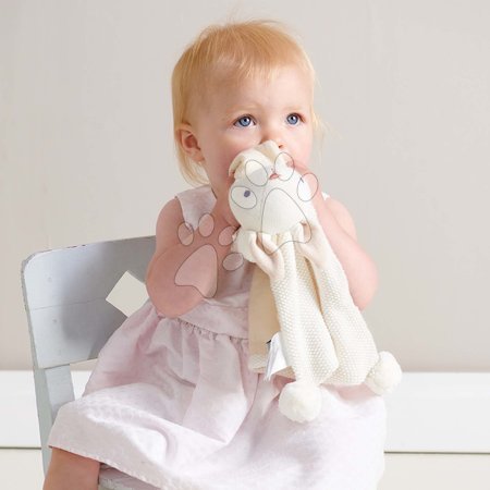 Kiságy játékok  - Nyuszi alvókendő dédelgetéshez Baby Threads Cream Bunny Comforter ThreadBear krémszinű 42 cm pihe-puha pamutból 0 hó-tól_1