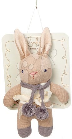 ThreadBear design - Păpușă tricotată iepuraș  Baby Threads Taupe Bunny Rattle ThreadBear maro din bumbac fin și moale de la 0 luni_1