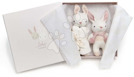 Hračky do postieľky  - Bábiky pletené zajačiky Baby Threads Cream Bunny Gift Set ThreadBear krémové z jemnej mäkkej bavlny v darčekovom balení od 0 mes_1
