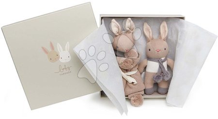 Igrače za najmlajše - Pleteni zajčki Baby Threads Taupe Bunny Gift Set ThreadBear _1