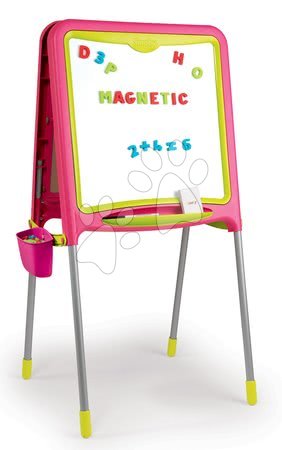 Školské tabule - Magnetická tabuľa Activity Smoby obojstranná s 80 doplnkami ružová
