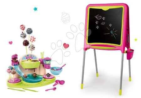 Jucării creative și didactice - Set tablă de învăţat Smoby magnetică cu două feţe, cu 80 de accesorii şi bucătar jucăuș Chef Cofetărie