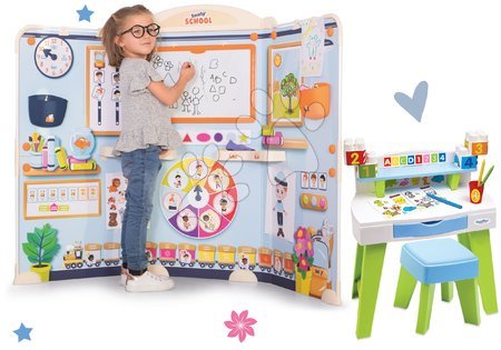 Table de desenat pentru învățat - Set școală pentru preșcolari School Smoby 