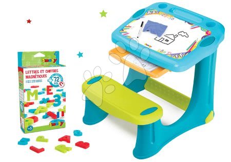 Školní lavice - Set lavica na kreslenie Magic Desk Smoby Kresli a zmaž modrá - 12