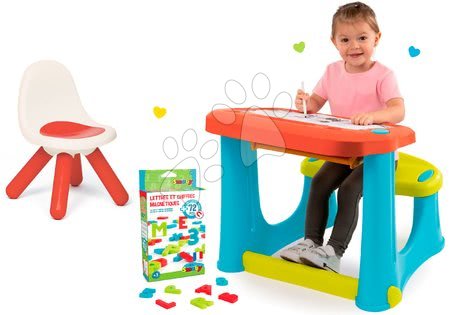 Školské lavice - Set lavica na kreslenie Magic Desk Kresli a zmaž Smoby so stoličkou KidChair a magnetická abeceda a čísla 72 kusov