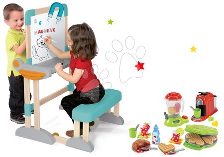 Table in klopi kompleti - Komplet lesena klop Modulo Space zložljiva magnetna Smoby